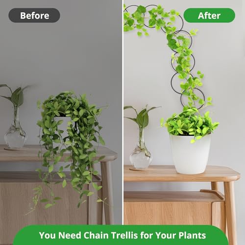 24 Pcs Chain Trellis for Climbing Plants, Metal Plant Trellis - color: 24 Pcs - Circle - 120 Inch Long