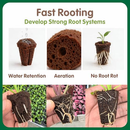 150PCS Seed Starter Plugs, Grow Sponges Compatible with Hydroponic Trays
