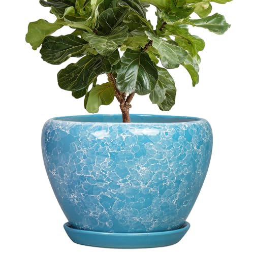 Indoor Plant Pots 10 Inch, Ceramic Planter, Bubble Blue - color: Bubble Blue, size: 10 Inch