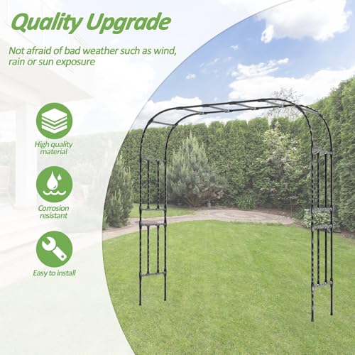 Thickened Metal Garden Arch-92.5L*105H,Trellis for Climbing Plants Outdoor - size: 98（L）*94(H)*16(W)IN