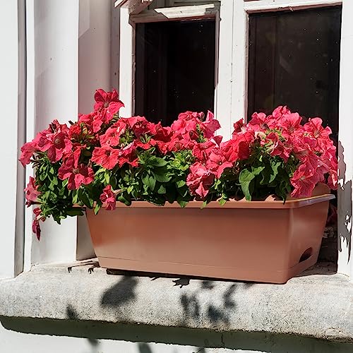 QPEY Window Box Planter, 10PC 17In Red Plastic Flower Box for Outdoor - color: Red