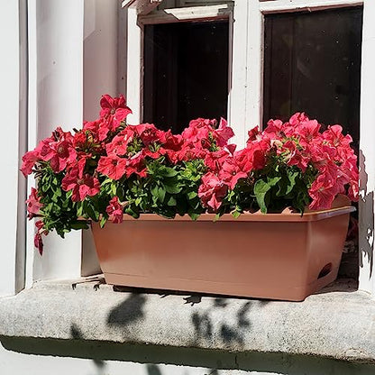 QPEY Window Box Planter, 10PC 17In Red Plastic Flower Box for Outdoor - color: Red