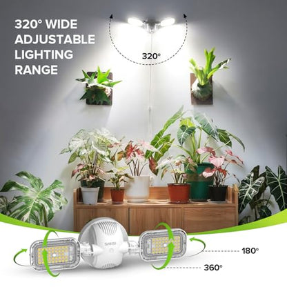 SANSI Wall Mounted Grow Light, 60W Dual Head Full Spectrum with Remote - size: 60W-5600Lumen