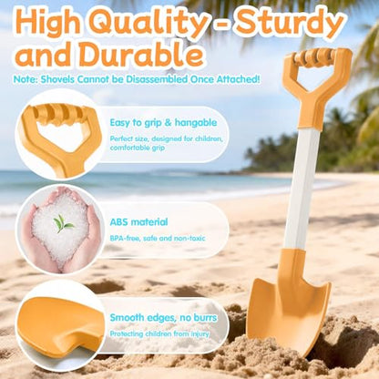 20 Inch Heavy Duty Plastic Beach Shovels for Kids Sand & Snow Digging - color: Orange-Green