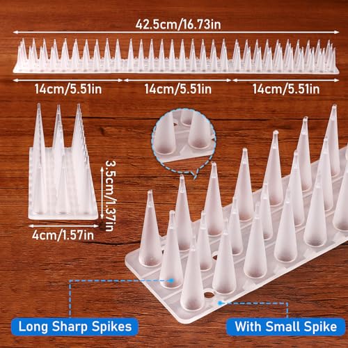 TOBWOLF Bird Spikes, 12 Pack Plastic Pigeon Deterrent Spikes, White