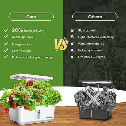 Ahopegarden Indoor Garden Hydroponics Growing System: 10 Pods Kit with LED - color: White
