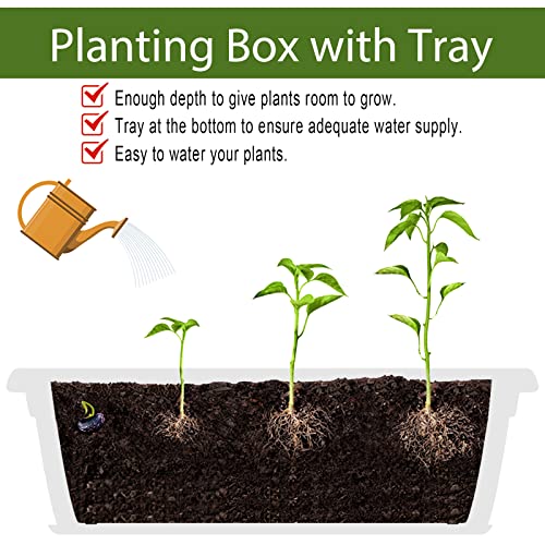 6 Pcs Window Box Planter, 17" Rectangular Planter Box with Saucers, White - size: White - 6 pack