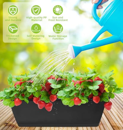LOCONHA 7 Pack Window Box Planter, Plastic Vegetable Flower Planters Boxes - color: Dark Grey