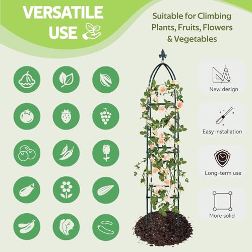 100% Garden Trellis Metal Obelisk Trellis for Climbing Plants Outdoor - color: Green