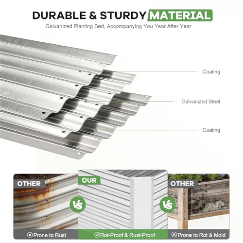 Galvanized Raised Garden Bed Kits, 8x4x1.4ft Planter Box Silver - color: Silver, size: 8x4x1.4ft (1pcs)