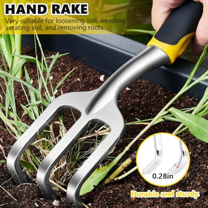 3 Pcs Heavy Duty Garden Tool Set, Garden Shovel Trowel, Weeding Hand Rake
