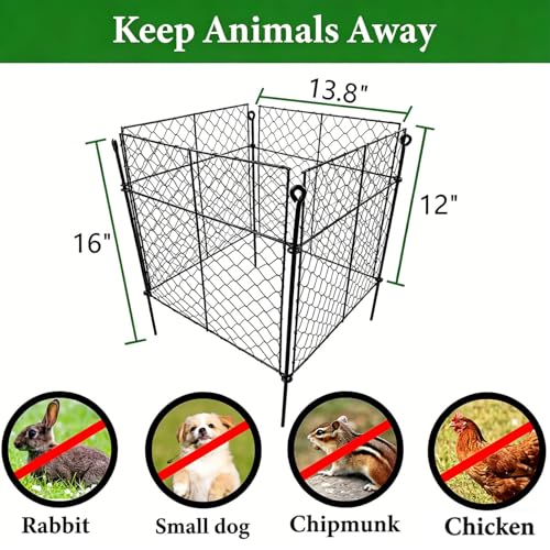 Plant Protectors from Animals, 5 Pack Metal Plant Cage 13.8"x13.8"x12" - size: （13.8"L x 13.8"W x 12"H）5 Packs