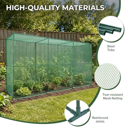 Aoodor 12x4x6 FT Crop Cage for Garden - size: 12x4x6 FT