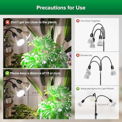 SANSI 90W Full Spectrum LED Tripod Grow Light 5000K 660nm Replaceable Bulbs