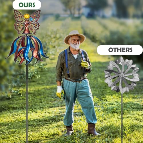 Kircust Extra-Large Tulip Solar Wind Spinner for Outdoor - size: 88.7 Inch
