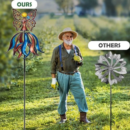 Kircust Extra-Large Tulip Solar Wind Spinner for Outdoor - size: 88.7 Inch