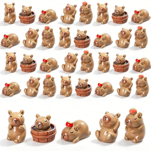 shixinhui 40Pcs Mini Resin Capybara Figures, Tiny Animal Figurines to Hide - color: Cute Capybara 40pcs
