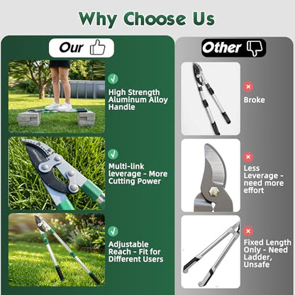 Loppers Branch Cutter 28"-41" Telescoping Lopper Heavy Duty Tree Trimmer,Chops Thick Branches with Ease,2" Inch Cutting Capacity
