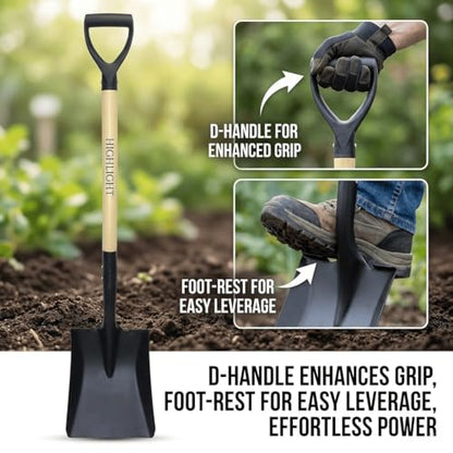 Flat Square Shovel 41 Inch Heavy Duty D Handle Steel Digging Garden Shovel