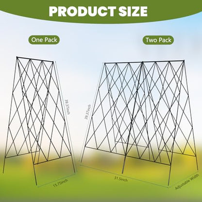 Cucumber Trellis 2 Pack,Foldable A-Frame Garden Trellis - color: Black, size: 39.4" H