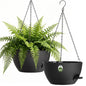13 Inch Large Self Watering Hanging Planters 2 Pack with Saucers - color: Black, size: 13 Inch 2 Pack