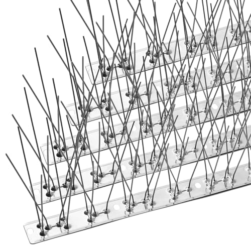 OFFO Bird Spikes with Stainless Steel Base, 6 Pcs Covers 5.1 Feet(1.56m) Durable Pigeon Spikes Arrow Pigeon Spikes Fence Kit for Keeping Small Bird, Crows and Woodpeckers Away - size: 5.1 Feet