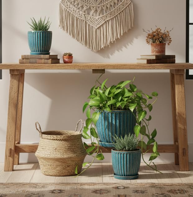 6-Inch Ceramic Plant Pots with Drainage Hole, Modern Flower Pots - size: 6 Inch