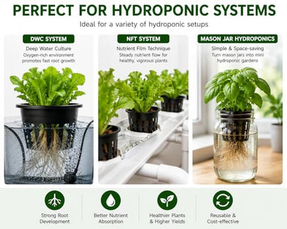 3 Inch Hydroponic Net Pots 100 Pack, Heavy Duty PP Net Cups for Seedlings