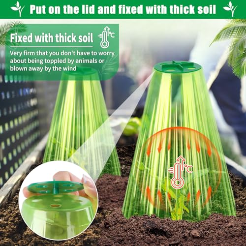 UQM 20 Pack Garden Cloches for Plants with Rotary Vent Cover Reusable - color: Green-20pc