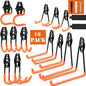 Steel Garage Storage Hooks, 16 Pack Anti-Slip Coating, Heavy Duty Wall Mount Hooks for Hanging Bike, Ladder, Garden Tools