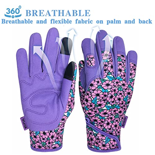 Cute Pattern Gardening Gloves,Thornproof Garden Glove,Gardener Gift - color: 1 Pair Per Pack-purple, size: Large