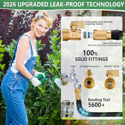 25 FT Non-Expanding Garden Hose, 2026 New Upgrated Non-Expandable Garden Water Hose - Ultra-Light & Flexible Burst-Resistant, Kink-Free Garden Hoses, All-Weather Use for Lawns, Gardens,Outdoor - size: 25ft