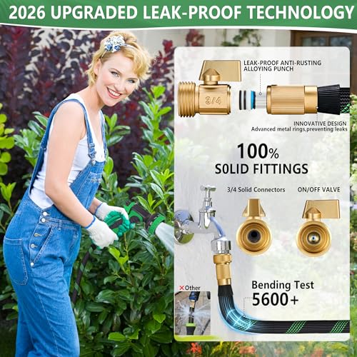 25 FT Non-Expanding Garden Hose, 2026 New Upgrated Non-Expandable Garden Water Hose - Ultra-Light & Flexible Burst-Resistant, Kink-Free Garden Hoses, All-Weather Use for Lawns, Gardens,Outdoor - size: 25ft