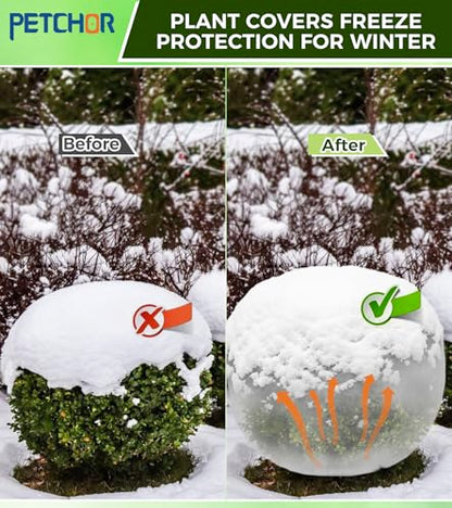 4PCS Winter Plant Covers Freeze Protection with Drawstrings 39x39″ - color: White