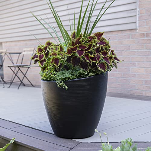 Mayne 8879-B Modesto 20in Round Patio Planter, Black - color: Black, size: 20 Inch