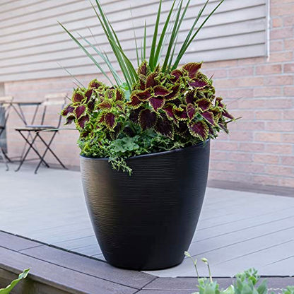 Mayne 8879-B Modesto 20in Round Patio Planter, Black - color: Black, size: 20 Inch