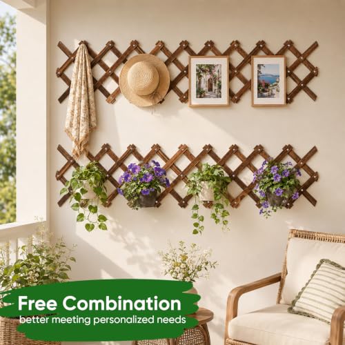 1 PCS Expandable Wood Lattice Fence Panels for Outside - size: 1 Pack