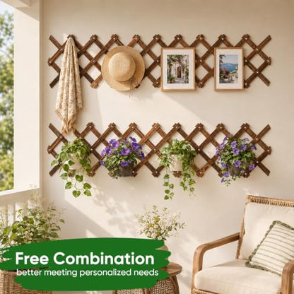 1 PCS Expandable Wood Lattice Fence Panels for Outside - size: 1 Pack
