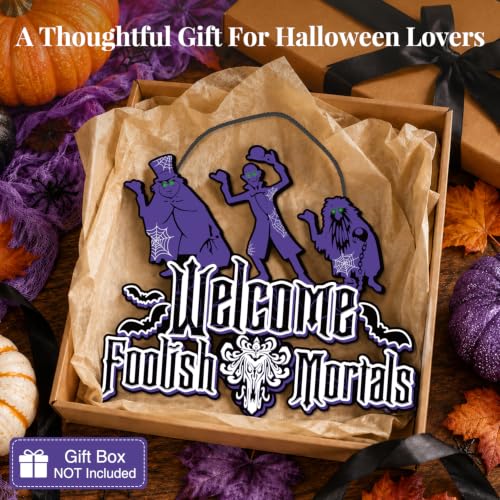 Halloween Welcome Foolish Mortals Signs, Halloween Decorations for Home