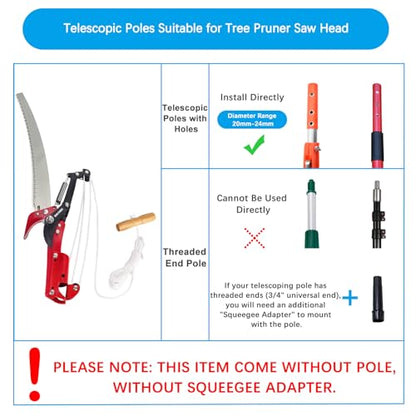 BAYTORY Extendable Tree Pruner Saw Head Without Pole, Pruning Shears - style: Iron Connector | 3-Wheel