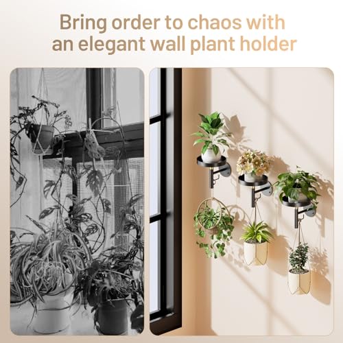 YUOROS 3 Pack Wall Plant Holder Wall Planters for Indoor Plants (Black) - color: Black