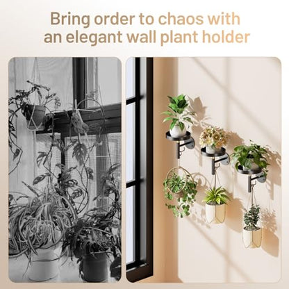 YUOROS 3 Pack Wall Plant Holder Wall Planters for Indoor Plants (Black) - color: Black