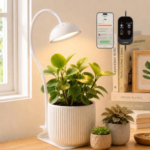 GLOWRIUM Smart Grow Lights for Indoor Plants,Full Spectrum Desk Plant Light - color: White