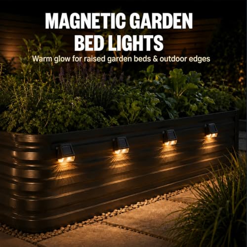 6 Pack Magnetic Solar Lights for Raised Garden Beds