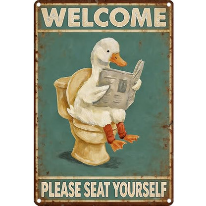 Welcome Please Seat Yourself Funny Goose Metal Sign 8×12 Inch - color: Bathroom C, size: 8*12inch