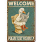 Welcome Please Seat Yourself Funny Goose Metal Sign 8×12 Inch - color: Bathroom C, size: 8*12inch