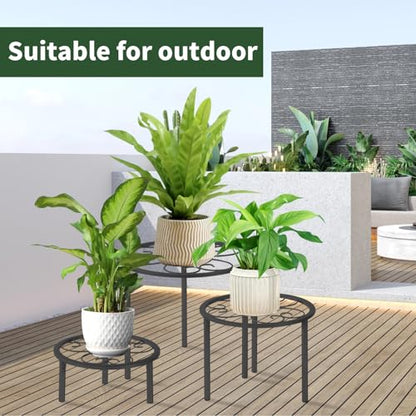 5 Pack Metal Plant Stands, Plant Shelf, Plant Holders for Indoor Outdoor - color: Black - 5 Pack