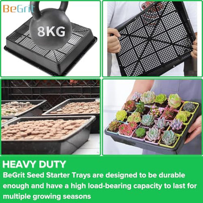BeGrit Seed Starter Trays Mesh Tray 10-Pack 15x12 inch Plastic Plant Trays Garden Seedling Starter Kit Succulent Transport Pots Bonsai Training Pots - size: 15x12in 10-Pack