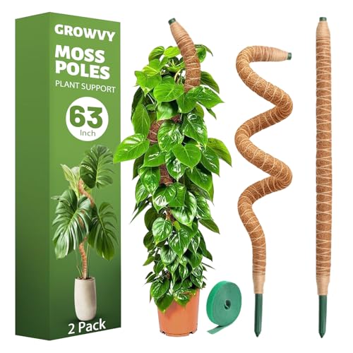 2 Pack Bendable Moss Pole, 63" DIY Shape Monstera Plant Support - size: 2-Pack (63 in)