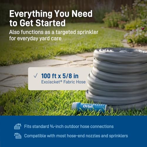 Orbit ExoJacket Fabric Garden Hose, 100 ft x 5/8 in - 33180 - size: 100 Ft, style: ExoJacket